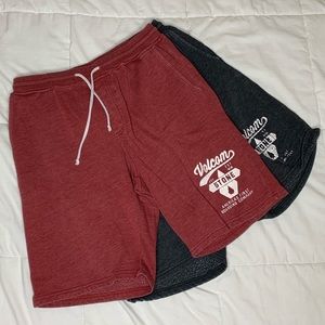 Volcom sweat pant shorts 2 pairs red and gray